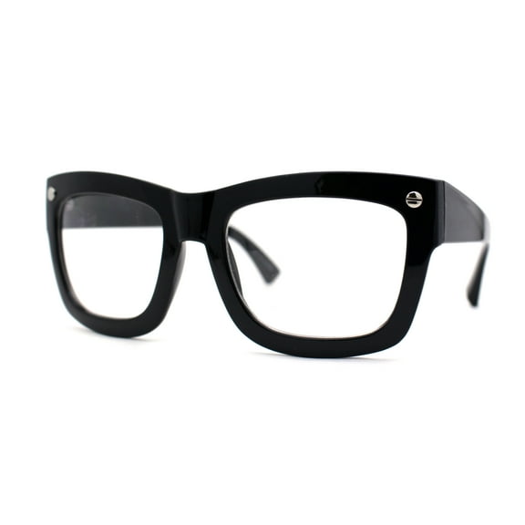 Womens Thick Plastic Horn Rim Retro Oversize Sunglasses Black Clear