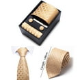 thumbnail image 6 of Eoperou 4Pcs/Set Smooth Texture Luxury Exquisite Gift Box Tie Men Business Jacquard Print Tie Cufflinks Square Scarf Clip Set, 6 of 8