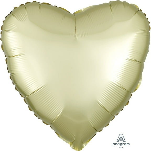 18 inch Heart - Satin Luxe Pastel Yellow Anagram Foil Mylar Balloon - Party Supplies Decorations