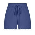 thumbnail image 6 of Stephy Women's Shorts 2025 Summer Casual Cute Ruffle Shorts Comfy Elastic Waist Drawstring Pleated Short, Blue, S, 6 of 6