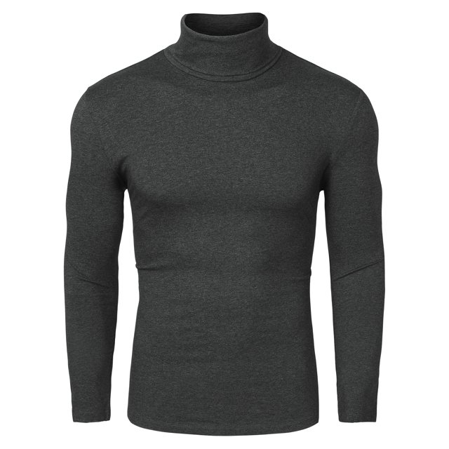CamisePaHombres De Mangas Largas Cuello De Cisne Ajuste Delgado Casual Gris 46