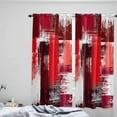 thumbnail image 4 of Oil Painting Red Kitchen Curtains 84 Inch Length, Farmhouse Curtains Drapes, Modern Geometric Black White Abstract Art Rod Pocket Window Curtains for Living Room/Bedroom, 52" x 84", 2 Panels, 4 of 5