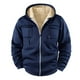 thumbnail image 1 of Dolkfu Sudadera con capucha forrada para hombres, chaqueta sherpa de color sólido con capucha, abrigo a prueba de viento para hombres en invierno. M, 1 of 4