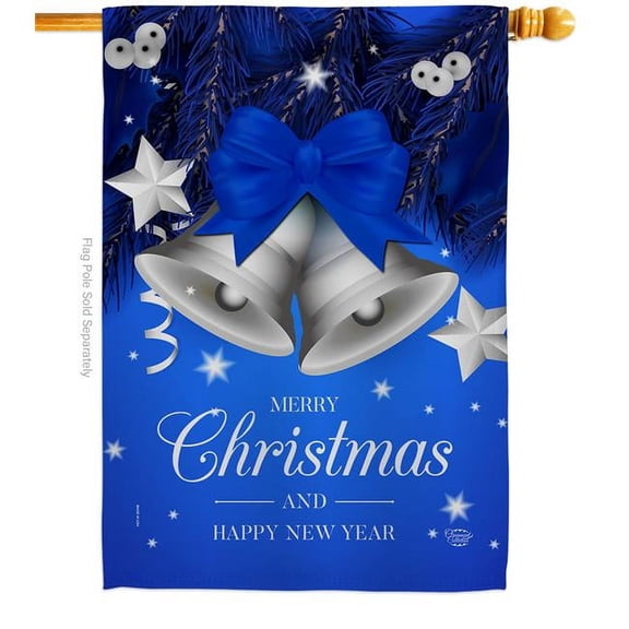 Ornament Collection H192263-BO 28 x 40 in. Christmas Bells House Flag with Winter Double-Sided Decorative Vertical Flags Decoration Banner Garden Yard Gift