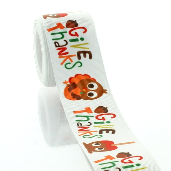 1.5" Give Thanks Grosgrain Ribbon 5yd