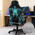 thumbnail image 3 of SCRAWLGOD Sea Turtle Floral Print Blue Black Gaming Chair Cover with Armrest Cover, Thick Computer Chair Cover with Stretchy Bottom Non Slip Gaming Rotating Chair Slipcover, 3 of 7