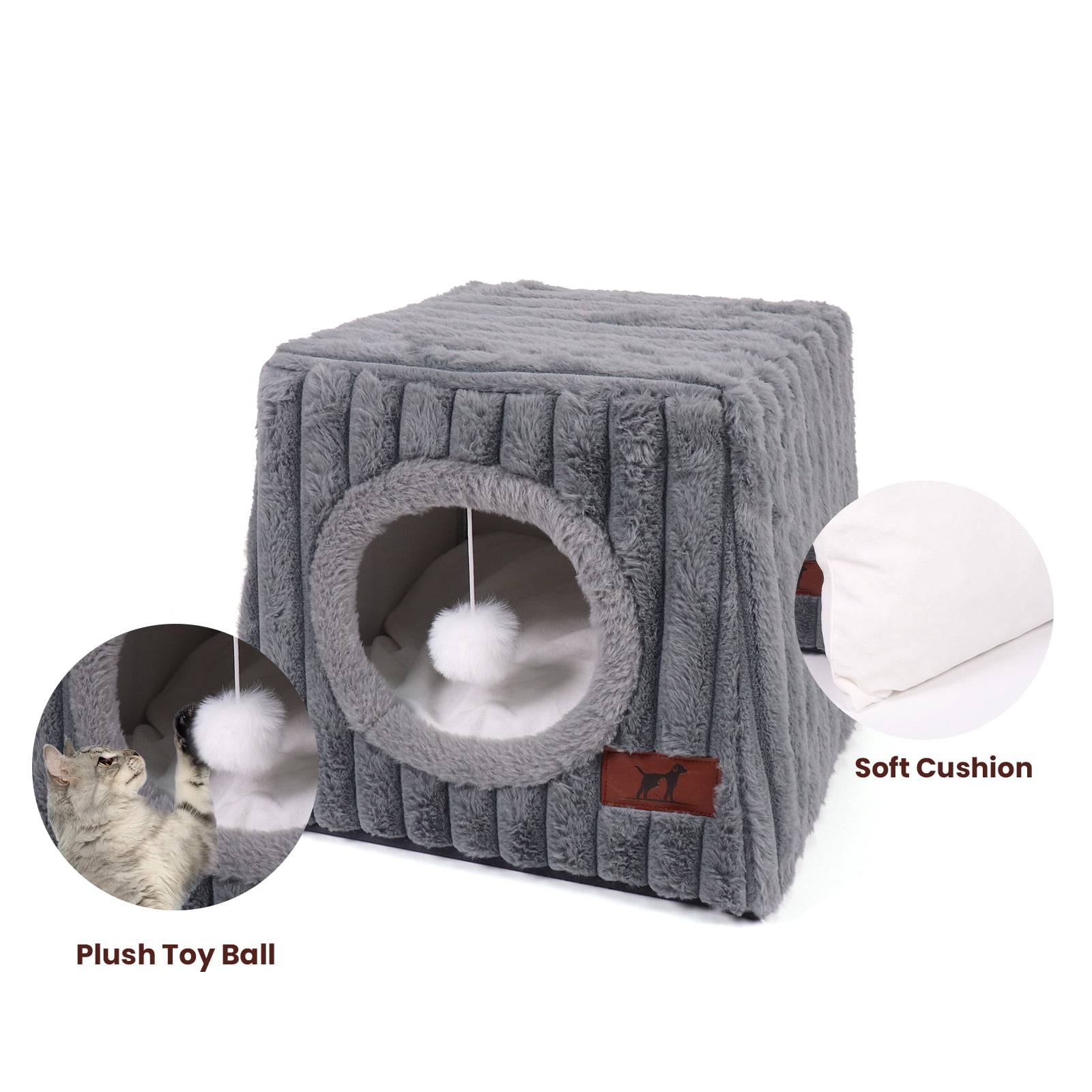 WATANIYA PET Cat Cave Bed, Covered Cozy Cat Tent, Small Pet House for Indoor Cats, Gray