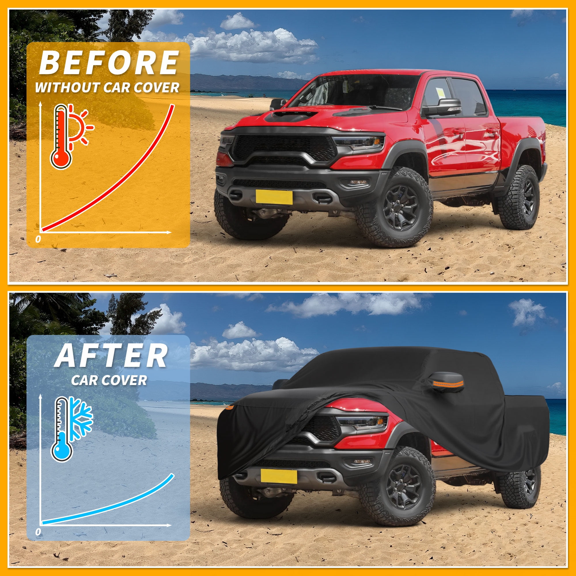 Unique Bargains Durable Waterproof Car Cover Black ["for Dodge for Ram"]