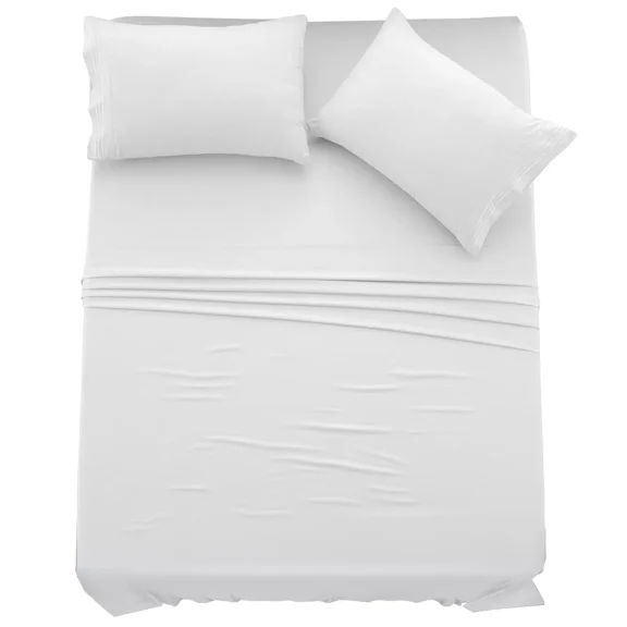 Huba Homes Bed sheet set 4 Piece Ultra Soft Microfiber Deep Pocket Sheets Hotel Quality twin white