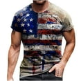 thumbnail image 2 of Qertyioot Mode Décontractée Hommes T-Shirt Blouse Col Rond Jour de l'Indépendance, 2 of 3