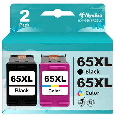 65XL Ink Cartridges for HP 65 Ink Cartridge 65 XL Printer Ink for HP DeskJet 3755 2655 3720 3722 3723 3752 3758 2652 2624 for HP Envy 5055 5000 5070 5052 5014 (1 Black, 1 Color)