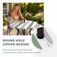 thumbnail image 4 of Round Outdoor Tablecloth with Umbrella Hole and Zipper, Sage Green Grey Striped Tablecloth with Elastic Waterproof, Minimalist Farmhouse Stripe Patio Table Covers for 55" - 60" Picnic Pool Tables, 4 of 9