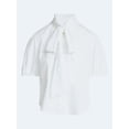 thumbnail image 5 of Free Assembly Women's Cotton Bow Blouse with Short Puff Sleeves, Sizes XS-XXL, 5 of 5
