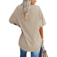 thumbnail image 2 of XCHQRTI Shoulder Drop Shirt for Women Oversized Tshirt V Neck Casual Solid Loose Fit Short Sleeve Top, 2 of 3