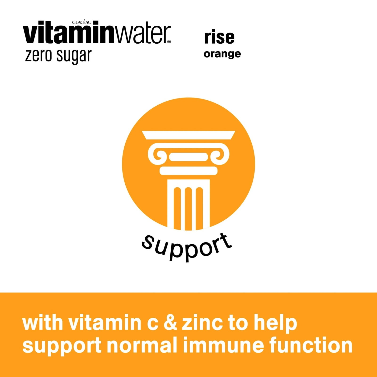 Vitaminwater Rise Zero Sugar Orange Flavored Water Beverage, 20 fl oz (3 Pack)