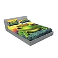 thumbnail image 2 of Ambesonne Animal Fitted Sheet & Pillow Sham Set, Frog Prince with Crown, Queen, Green Yellow, 2 of 2