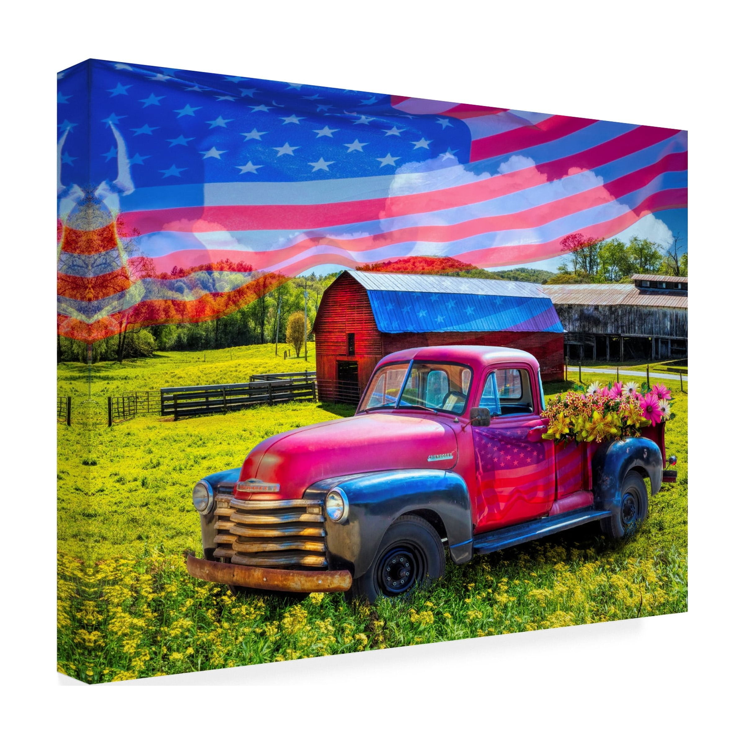 Canvas Wall Art - Celebrate Life Gallery 'American Country Truck' Wall Art for Living Room, Bedroom, or Office DÃ©cor by Trademark Fine Art - 24 x 18 Inches