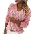 thumbnail image 2 of Puntoco-suéter con cuello en V para mujer, suéter Sexy de manga larga ahuecado con plumas de colores, tops, liquidación de Navidad Puntoco Puntoco-698, 2 of 6
