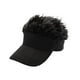 thumbnail image 5 of Sombrero con visera solar falsa, transpirable, divertido, regalo informal, para hombres y mujeres, novedad, portátil Gorra negra Cabello negro, 5 of 9