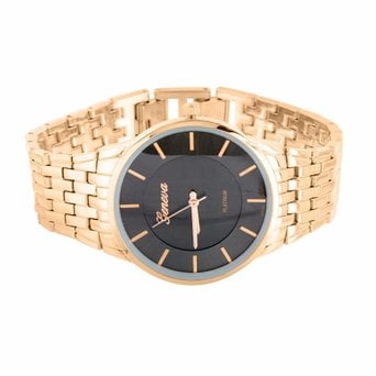 - Rose Gold Tone Watch Presidential Style Geneva Platinum Mens Womens Water Resist