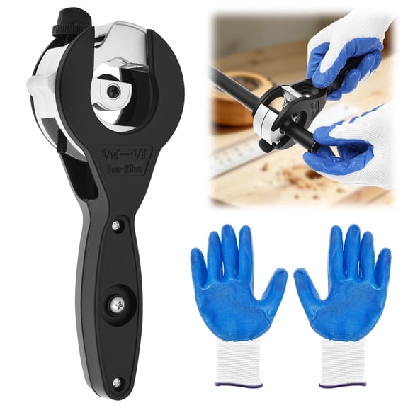 Wakehye Ratcheting Tubing Cutter (1/4" to 1-1/8") 2 in 1 Close Quarters Tube Compact Cutter Ratcheting PVC Cutter for Copper Brass and Aluminum with 1 Slip-free Gloves