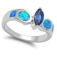 thumbnail image 4 of CHOOSE YOUR COLOR Blue Simulated Sapphire Marquise Mosaic Ring .925 Sterling Silver Band CZ Female Size 7, 4 of 4