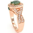 thumbnail image 5 of Three Stone Lab-Created Emerald Diamond Peekaboo Halo Engagement Ring In 14k Rose Gold, 5 of 6
