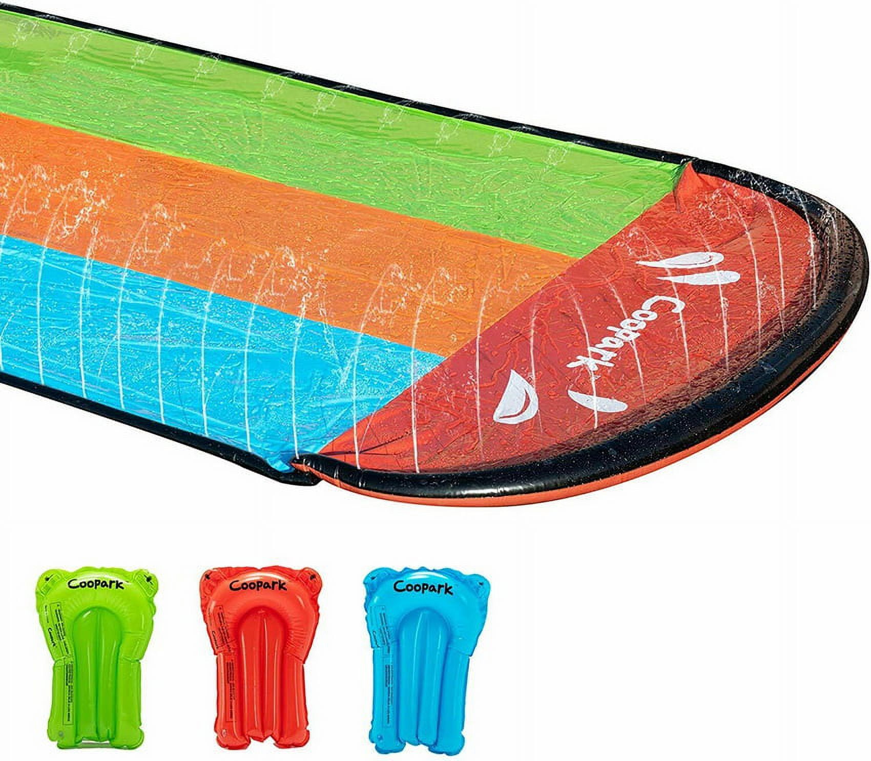 Coopark Triple Lane Inflatable Lawn Water Slide, Kids and Adults, 16 ft