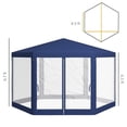 thumbnail image 3 of 13x11 Feet Hexagon Outdoor Party Tent Sun Shade Shelter with Mesh Screen Sidewalls Ropes Stakes Blue, 3 of 7