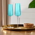 thumbnail image 5 of Artland Soho Optic 8.5 oz Champagne Flute & 14 oz Goblet (8-Piece Set) - Stemmed Glasses for Weddings, Parties - Versatile Use Cocktails, Prosecco, Wine Ideal Gift Idea, Dishwasher Safe (Turquoise), 5 of 5