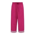 thumbnail image 4 of LEKODE Women Linen Pants Elastic Waist Drawstring Straight Leg Summer Casual Cropped Trousers with Pockets Hot Pink L, 4 of 7