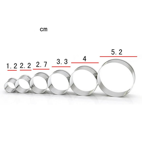 OUNONA  6 Pcs Stainless Steel Mousse Mold Cookie Cake Cutter Round Thick Silver