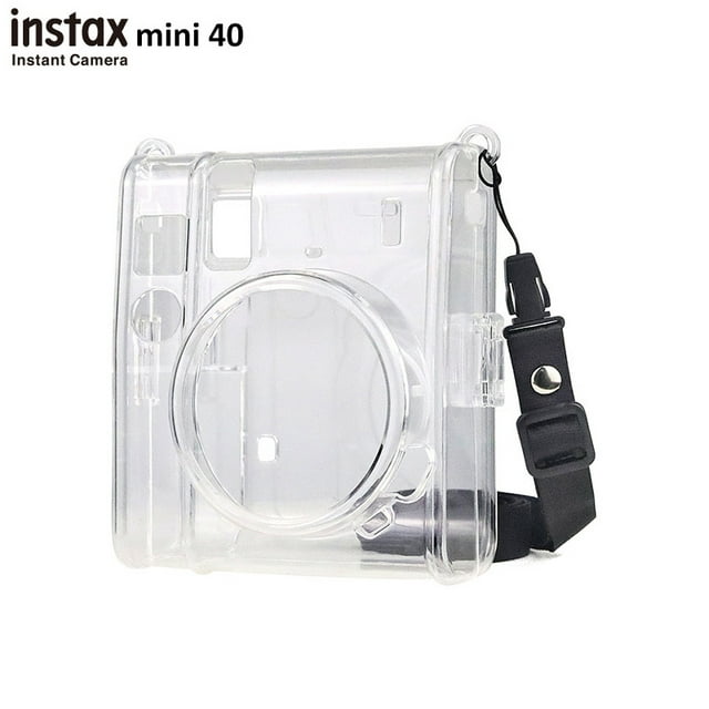 Étui de Protection pour Appareil Photo Instantané Fujifilm Instax Mini 40, Sac en Cuir Premium/couverture Transparente avec Sangle Amovible Réglable Étui en Cristal Clair