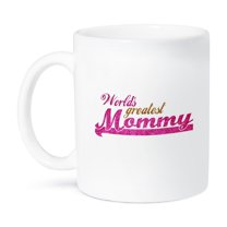 3dRose, Worlds Greatest Mommy - hot pink and gold text - Best great mom - good for Mothers day appreciation, 11oz Mug