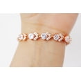 thumbnail image 3 of Bluebelljewels Round Cut Cubic Zirconia Floral Tennis Women's Bracelet 14K Rose Gold Finish Silver, 3 of 4