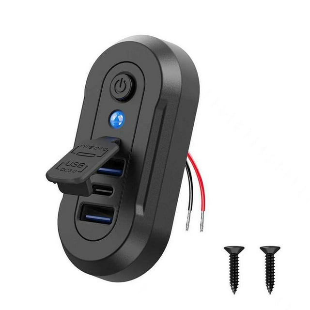 SharkTRUE |6262|Description|Fast Charging 3-Port USB Car Charger Panel With LED Light & Safety Protection For 12V/24V Vehicles|