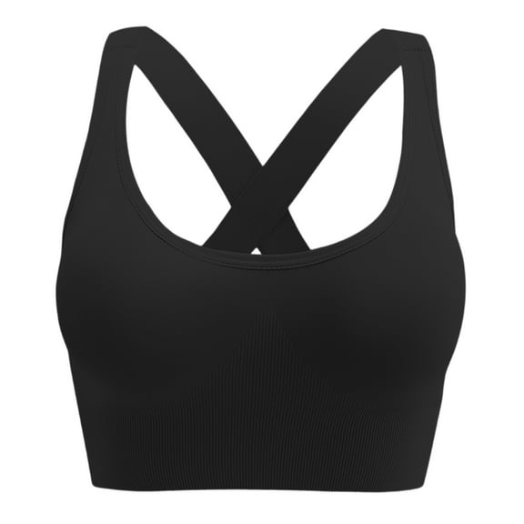 Lumtrix Support Sports Bras for Women Strappy Cross back Padded Tops for Gym Training - Full Coverage Bras Black 34
