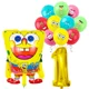 thumbnail image 4 of Juego de globos de látex con números de Bob Esponja para fiesta de cumpleaños infantil, suministros de decoración para fiesta de baby shower, 4 of 5