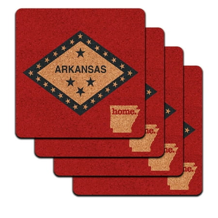 Arkansas AR Home State Low Profile Cork Coaster Set -