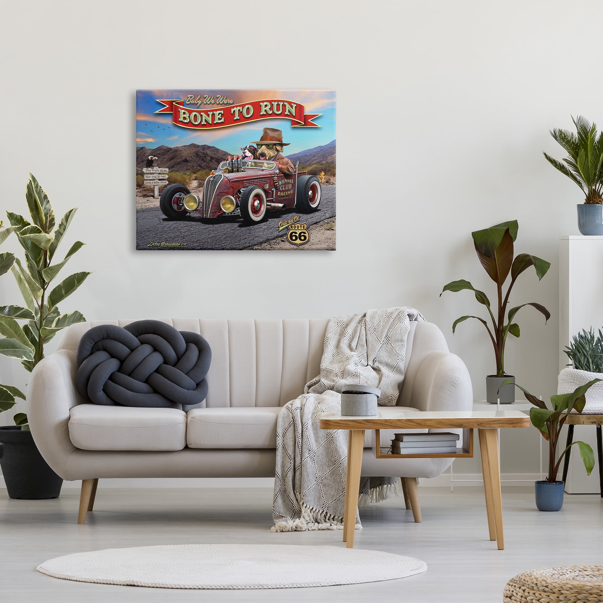 Stupell Industries Bone to Run Dogs Transportation Painting Gallery Wrapped Canvas Art Print Wall Art, 40 x 30