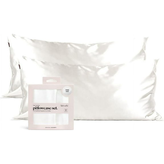 Kitsch 600 Thread Count Satin Pillowcases, King, 2 Count