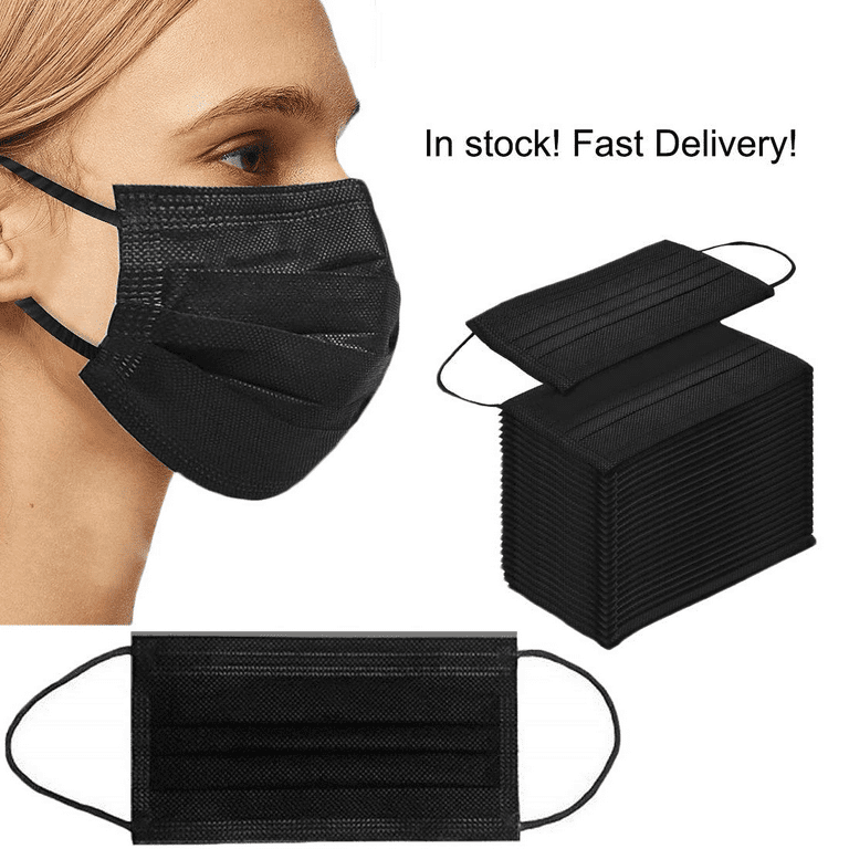  Borje Disposable Face Mask, 100 PCS Black Masks, 3 Ply