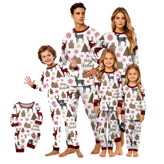 Lvotionpl 2026 Matching Family Christmas Pjs, Matching Christmas Pajamas Long Sleeve Top & Pants Set Matching Holiday Family Pajama Xmas Sets