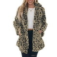 thumbnail image 2 of Fshiont Leopard Print Faux Fur Coat Women Plus Size Lightweight Jacket Cheetah Print Fleece Winter Jackets Elegant Partywear Dark Gray L, 2 of 5
