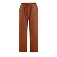 thumbnail image 4 of Summer Cotton Linen Capri Pants for Women Casual Loose Fit Lightweight Womens Capris Crop Pants Trousers Elastic Waist, 4 of 6