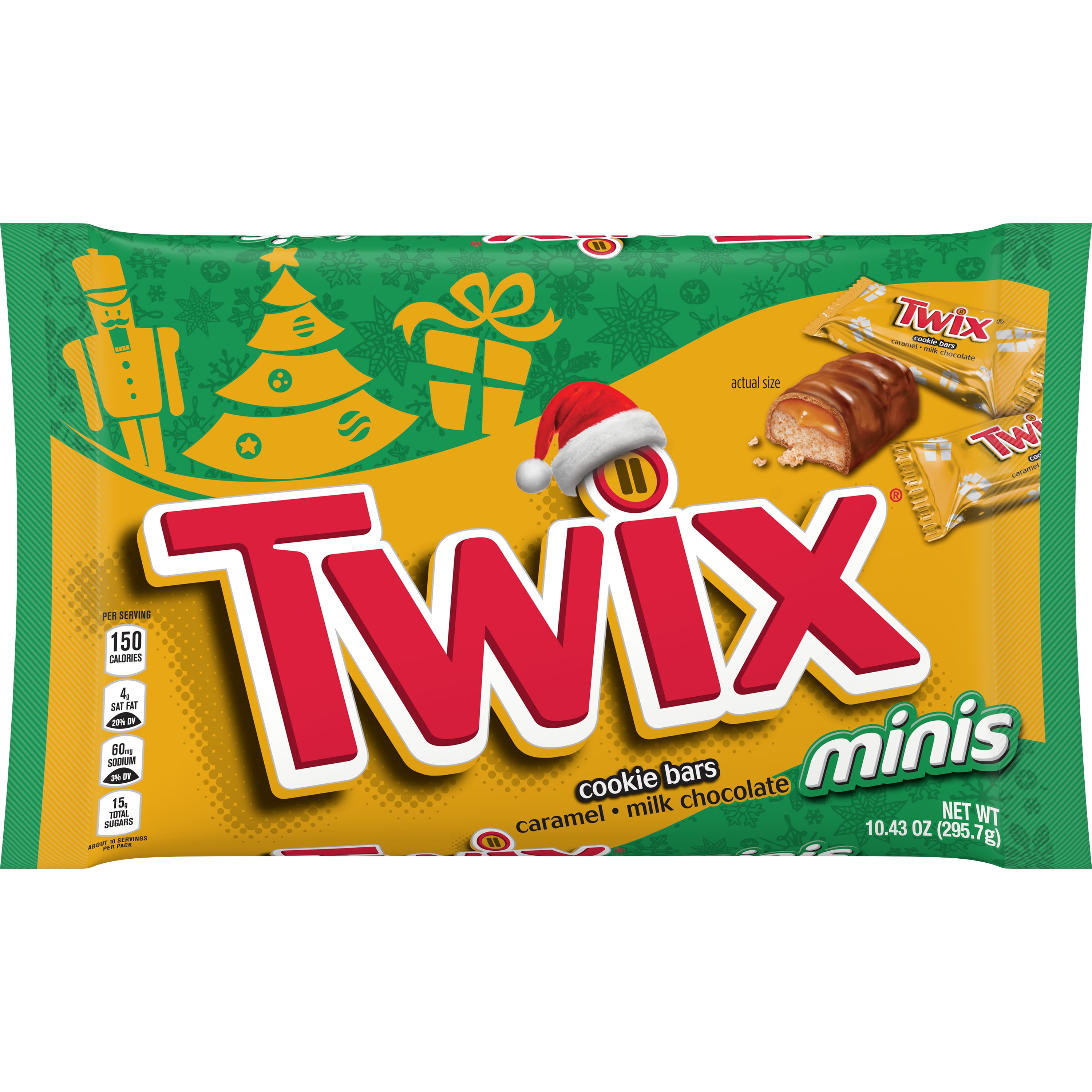 Twix Minis Cookie Bar Candy, Holiday Candy Christmas Bag, 10.43 Oz.