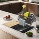 thumbnail image 5 of CaiYueKe Kitchen Countertop Organizer Rack - Sink Side Storage Shelf for Sponge Dishcloth Utensils, Multi-Tier Plastic Drain Board, Knife Chopstick Holder, Space Saver in White Black Gray, 5 of 7