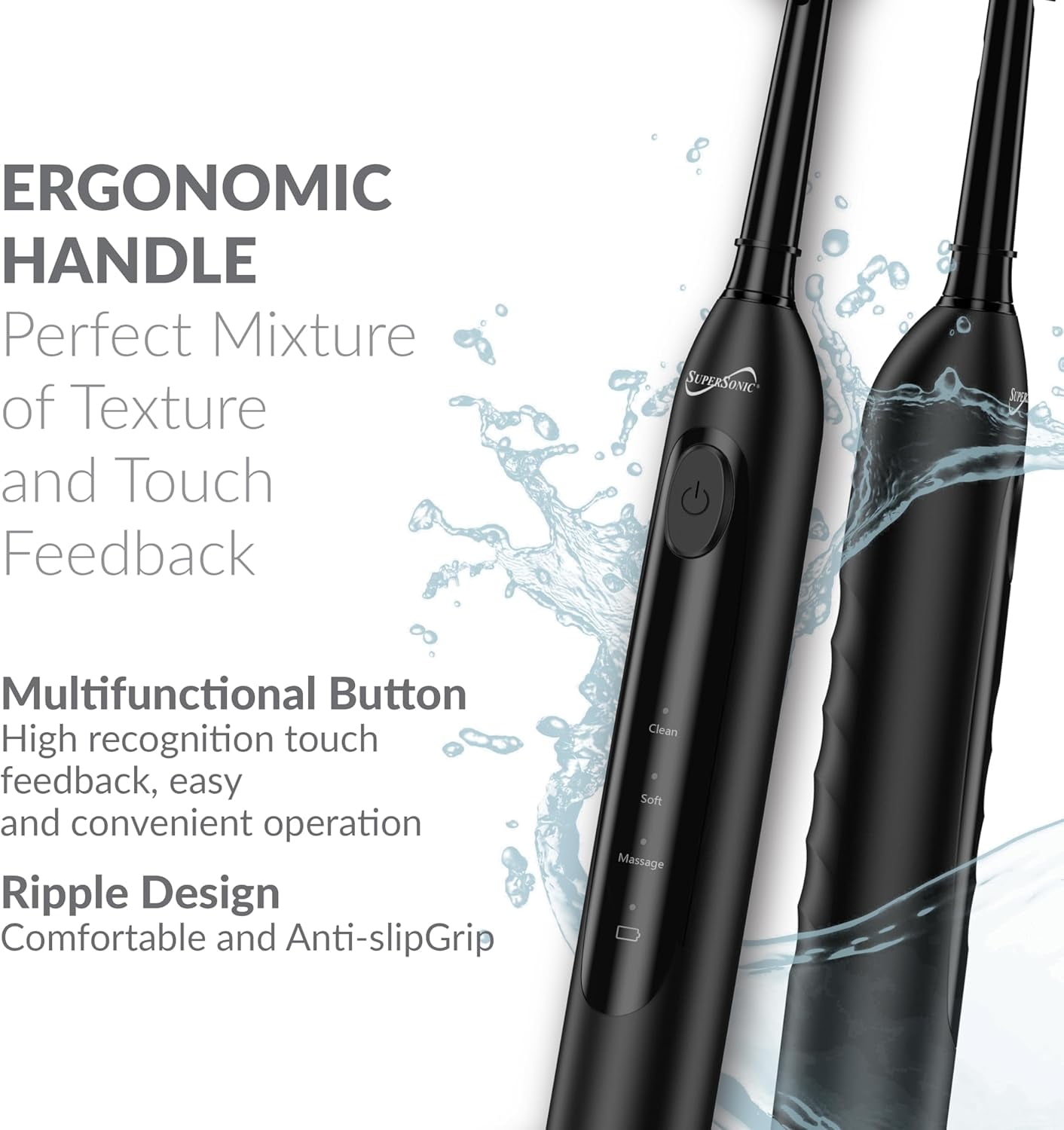 Supersonic TB-1000 Sonic Zoom+ Advanced Rotating Electric Toothbrush, 8,800 OPM, Wireless Charging, 6 Brush Heads, 3 Mod