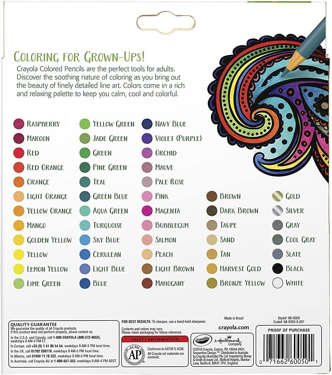 Adult Colored Pencils, Adult Coloring Drawing Pencils, 50 Count, Multicolor and 1 Pencil Sharpener (Gift Pack)