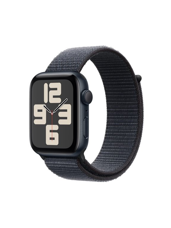 Pre-Owned Apple Watch SE (2nd Gen) [GPS 44mm] Smartwatch with Midnight Aluminum Case Ink Sport Loop One Size Fitness and Sleep Trackers Crash Detection Heart Rate Monitor Carbon Neutral